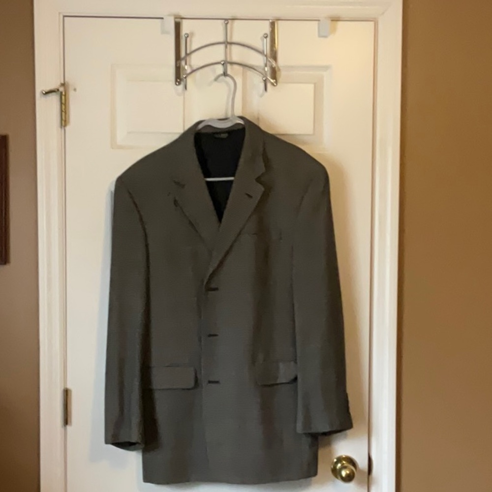 JOS A BANK Men’s Silk and Wool Blend 3 Button Plaid Blazer Size 44L